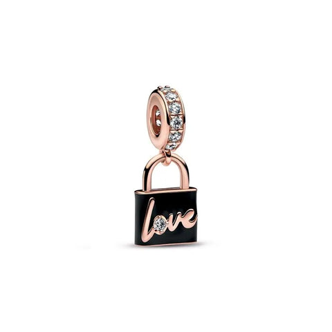 Love Padlock Dangle Charm - Pandora Rose - Love Padlock Dangle Charm Pandora Rose - Padlock dangle charm in Pandora Rose, symbolizing secure and lasting love.