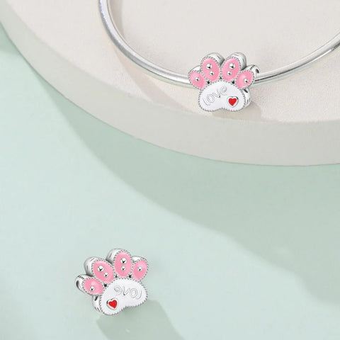 jewlouli love paw print pandora charm jewelry fits pandora bracelet