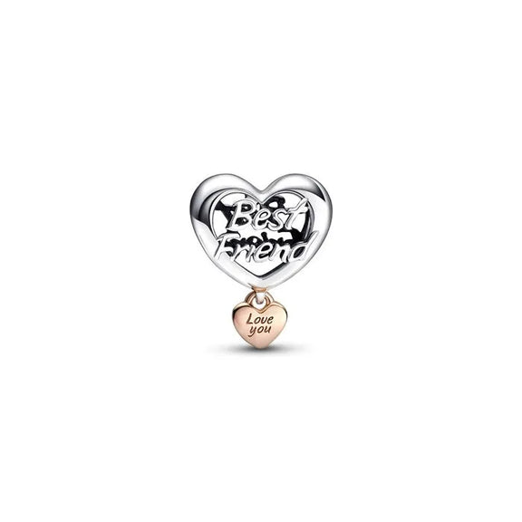 Love You Best Friend Heart Charm - Pandora Rose - Love You Best Friend Heart Charm Pandora Rose - Heart charm in Pandora Rose, symbolizing the bond with a best friend.