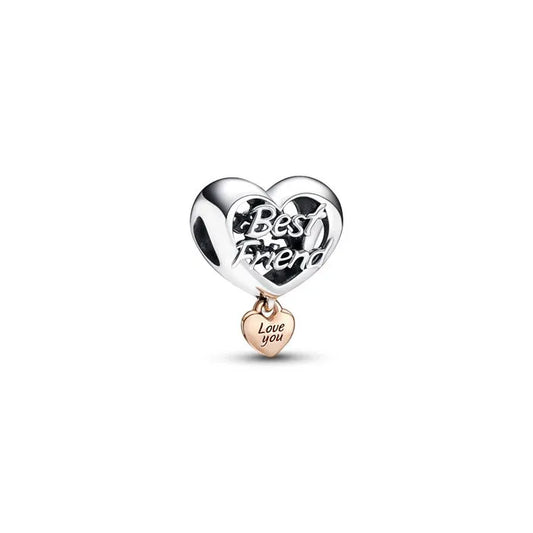 Love You Best Friend Heart Charm Pandora Rose - Meaningful best friend heart charm, perfect for celebrating friendship.