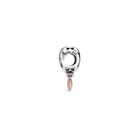 Heartfelt Mom Charm Rose Gold Heart and Engraving in Sterling Silver - Heartfelt Mom Charm Rose Gold Heart and Engraving in Sterling Silver