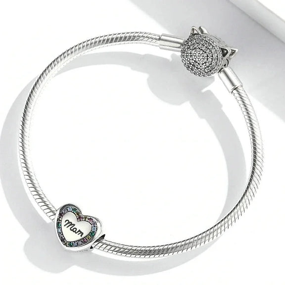 Love You Mom Heart Charm - love-you-mom-heart-charm Pandora fits bracelet Jewelry charm affordable