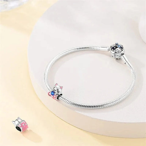 jewlouli lucky cat charm with blue gemstonecharmjewlouli jewelry fits pandora bracelet