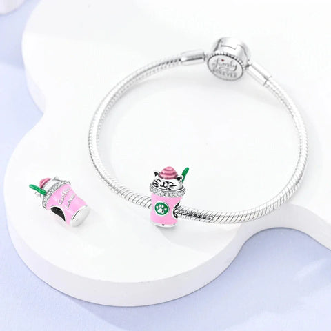 jewlouli lucky cat coffee cup pandora charm jewelry fits pandora bracelet