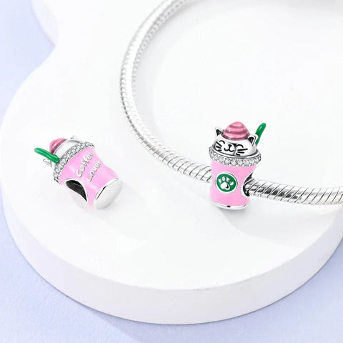 jewlouli lucky cat coffee cup pandora charm jewelry fits pandora bracelet