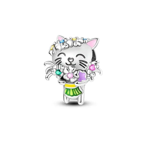 Cat With Flower Charm