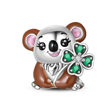 jewlouli lucky koala with shamrock pandora charm jewelry fits pandora bracelet