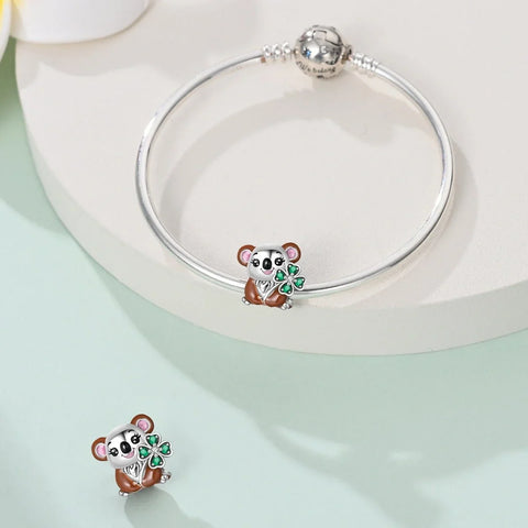 jewlouli lucky koala with shamrock pandora charm jewelry fits pandora bracelet