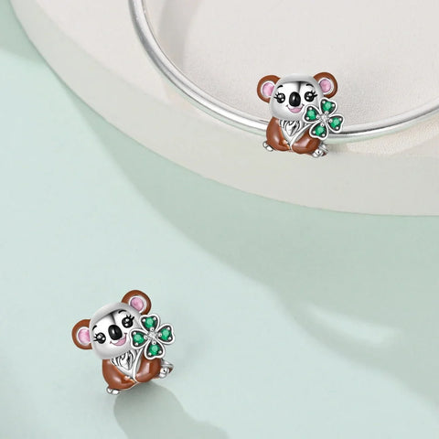 jewlouli lucky koala with shamrock pandora charm jewelry fits pandora bracelet