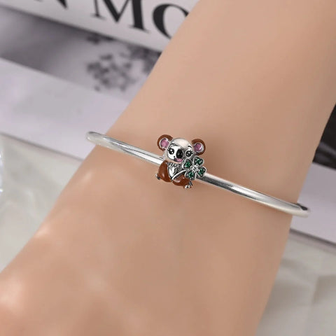 jewlouli lucky koala with shamrock pandora charm jewelry fits pandora bracelet