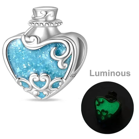 Luminous Heart Potion Bottle Sterling Silver Charm - Luminous Heart Potion Bottle Sterling Silver Charm