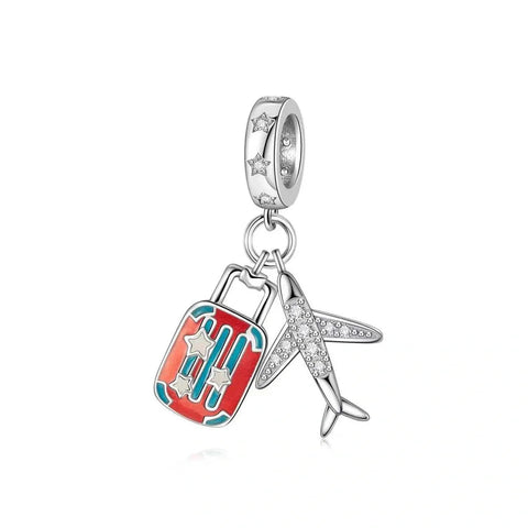 Luminous Travel Suitcase & Airplane Dangle Charm - Luminous Travel Suitcase & Airplane Dangle Charm