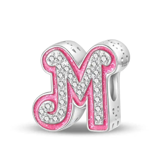 M pink charm letter
