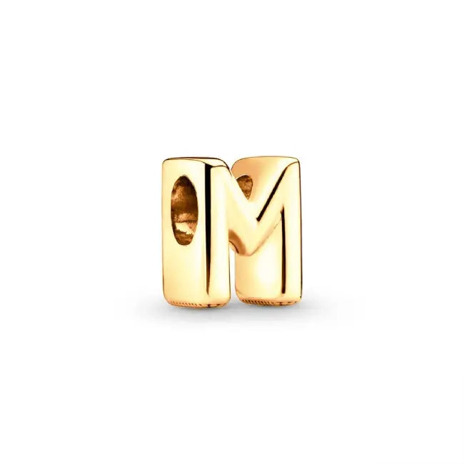 M gold charm letter for pandora bracelets