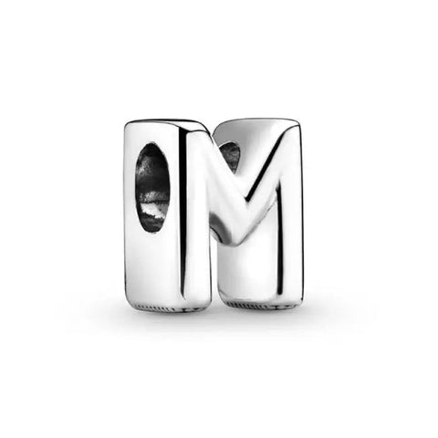 Silver Letter Clear Clear M Charm - Silver Letter Clear Clear M Charm