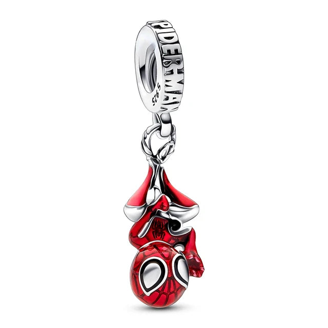 Marvel Hanging Spider-Man Dangle Charm - Playful Spider-Man charm in a hanging pose, ideal for Marvel-themed jewelry.