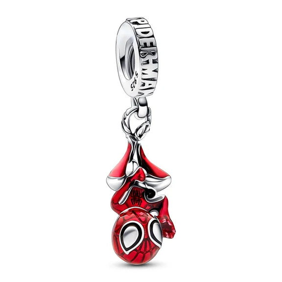 Marvel, Hanging Spider-Man Dangle Charm - Marvel Hanging Spider-Man Dangle Charm - Playful Spider-Man charm in a hanging pose, ideal for Marvel-themed jewelry.