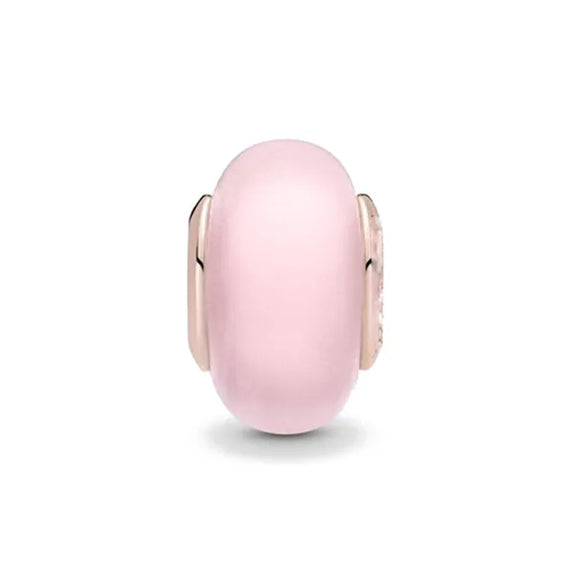 Matte Pink Murano Glass Charm - Matte Pink Murano Glass Charm Pandora Rose - Soft matte pink Murano glass charm in Pandora Rose, perfect for adding elegance.