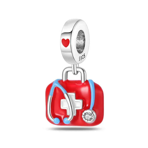 Medical First Aid Box Charm - Medical First Aid Box Dangle Pendant Charm