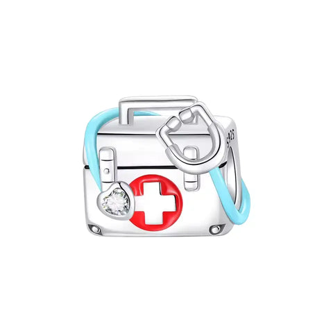 Mini First Aid Box Charm - Medical First Aid Kit Dangle Pendant Pandora Charm