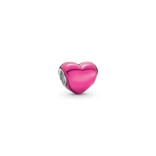 Stylish pink heart charm with metallic finish, an ideal choice for enhancing charm bracelets