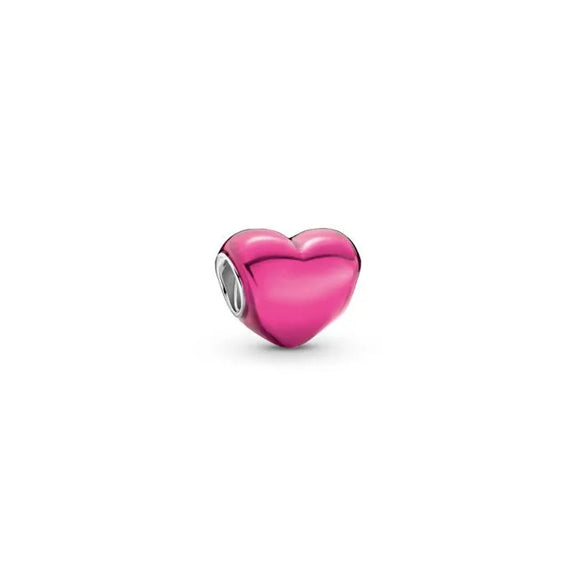 Metallic Pink Heart Charm - Stylish pink heart charm with metallic finish, an ideal choice for enhancing charm bracelets