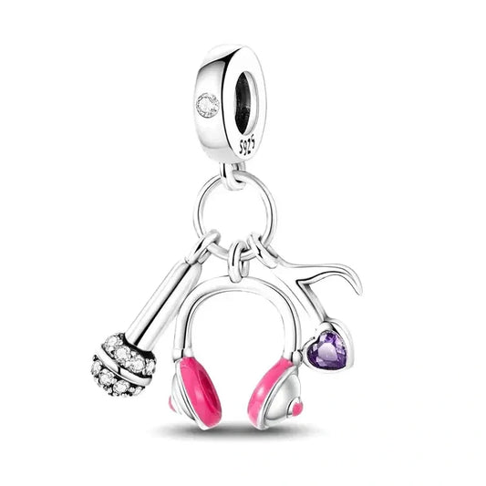 microphone-charm fits Pandora bracelet affordable Jewelry charm