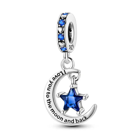 Lunar Blue Star Moon Charm - Lunar Blue Star Moon Charm