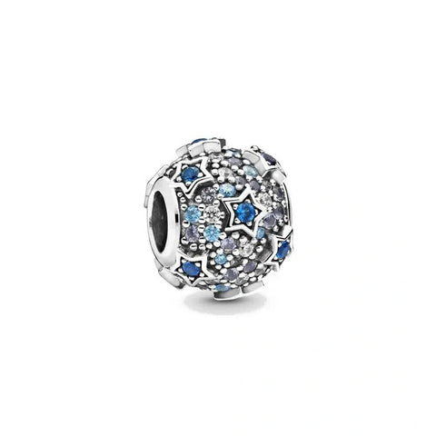 Midnight Blue Starry Charm with Sterling Silver and Crystals - Midnight Blue Starry Charm with Sterling Silver and Crystals