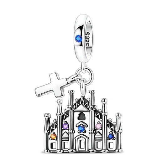 jewlouli milan cathedral with cross dangle charm jewlouli jewelry fits pandora bracelet