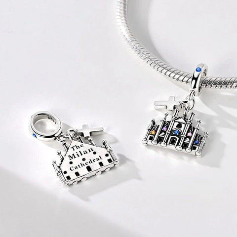 jewlouli milan cathedral with cross dangle charm jewlouli jewelry fits pandora bracelet
