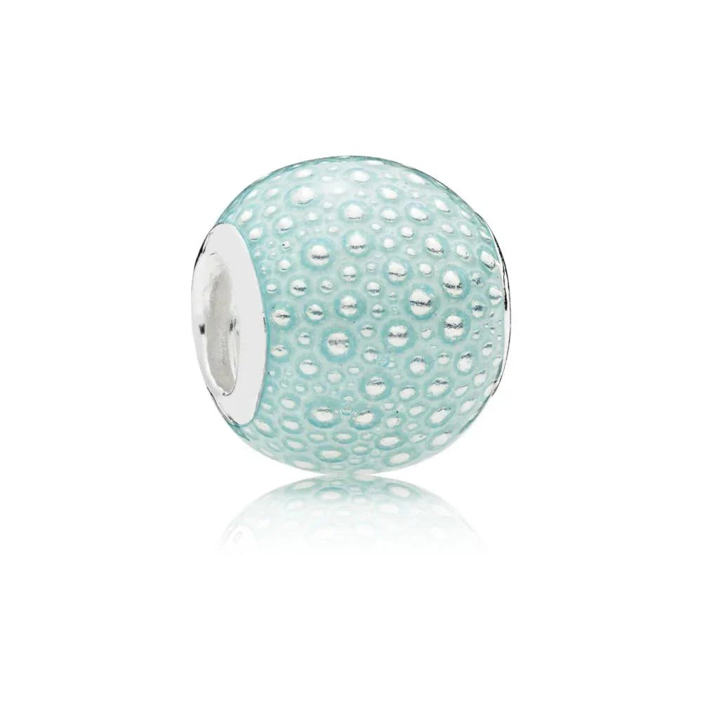 Sterling silver charm with textured mint green enamel bubble design for a fresh and fun look.