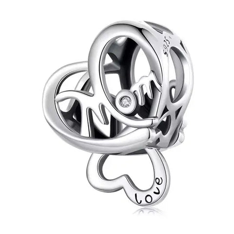 Mom Heart Love Heart Charm - Mom Heart Love Heart Charm
