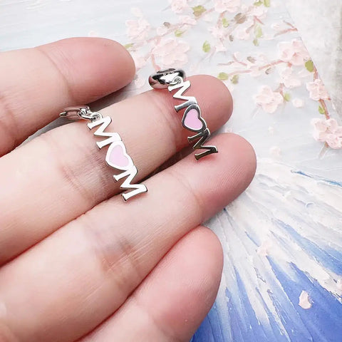 Mom Heart Silver Charm - Mom Heart Silver Charm