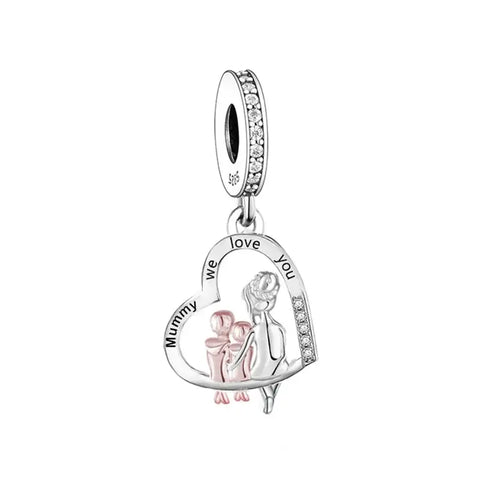 Mummy we love you heart Silver Charm