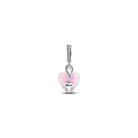 Mom Opalescent Heart Dangle Charm