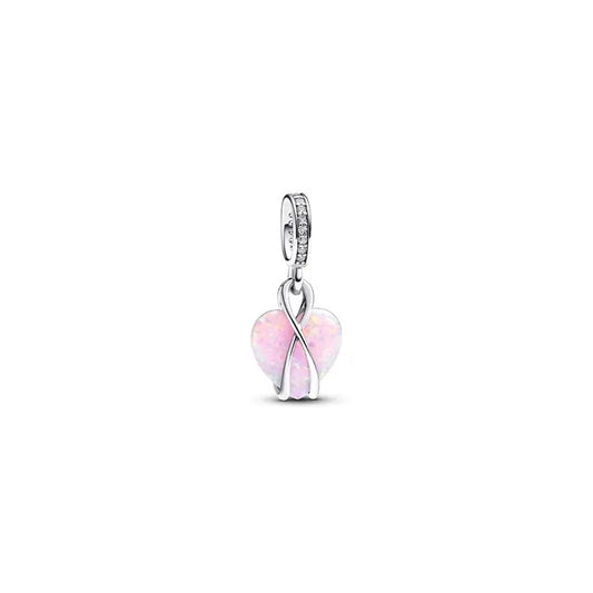 Heart dangle charm with opalescent finish, a beautiful accessory designed for moms