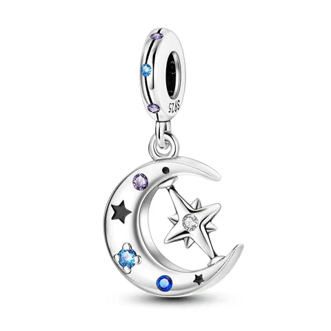 Moon & Star Silver Charm - Moon & Star Silver Charm