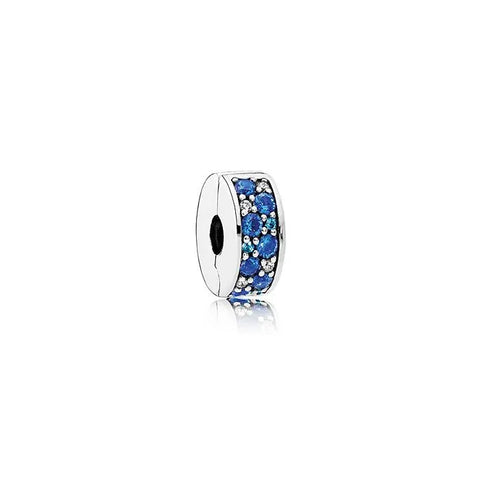 Mosaic Shining Elegance Blue Silicone Grip Clip - Mosaic Shining Elegance Blue Silicone Grip Clip - Blue mosaic charm with silicone grip, adding elegance and secure hold to bracelets.