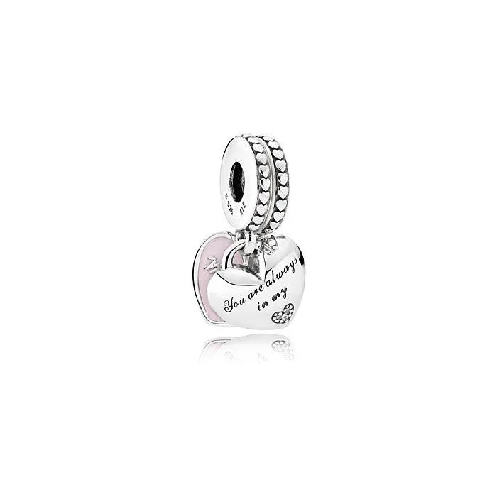 Hearts charm symbolizing the love between mother and daughter, ideal for family bracelets