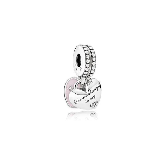 Mother & Daughter Hearts Charm - Hearts charm symbolizing the love between mother and daughter, ideal for family bracelets