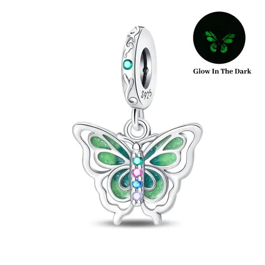 Multi-Gem Butterfly Silver Charm