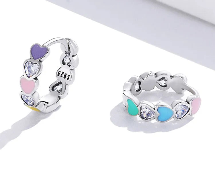 multicolor enamel heart hoops