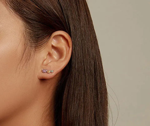 Multicolor Heart Stud Earrings