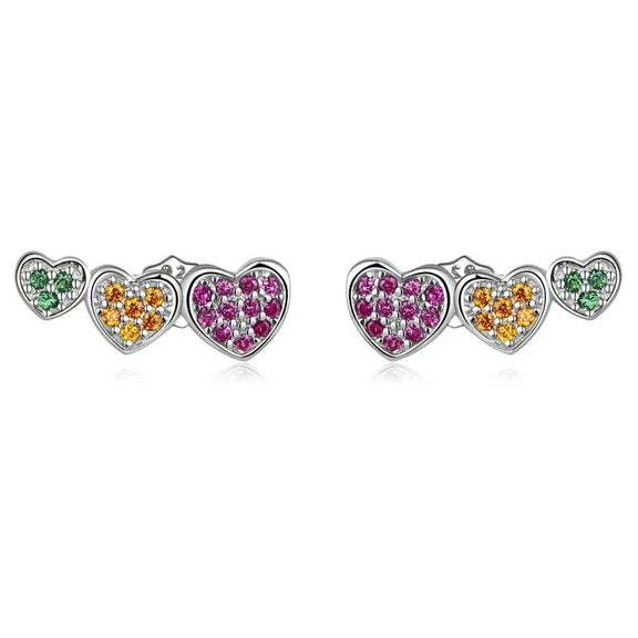 Multicolor Heart Stud Earrings - multicolor heart stud earrings sterling silver