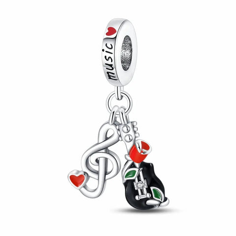 Music Guitar & Treble Clef Dangle Pendant Charm
