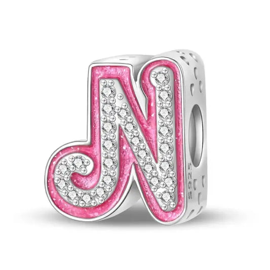 N pink charm letter for pandora bracelets