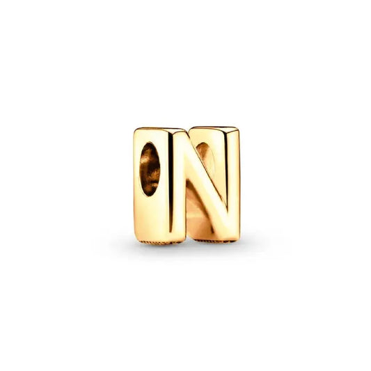 N gold charm letter for pandora bracelets