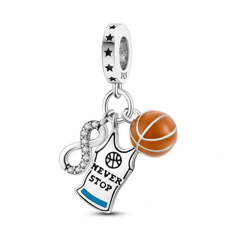 Never Give Up Basketball Dangle Charm - Never Give Up Basketball Dangle Charm