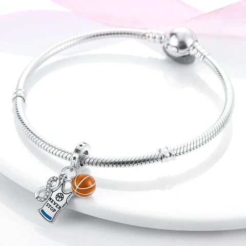 Never Give Up Basketball Dangle Charm - Never Give Up Basketball Dangle Charm
